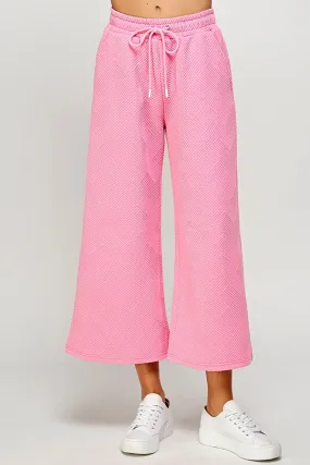 Textured Cropped Wide Pants