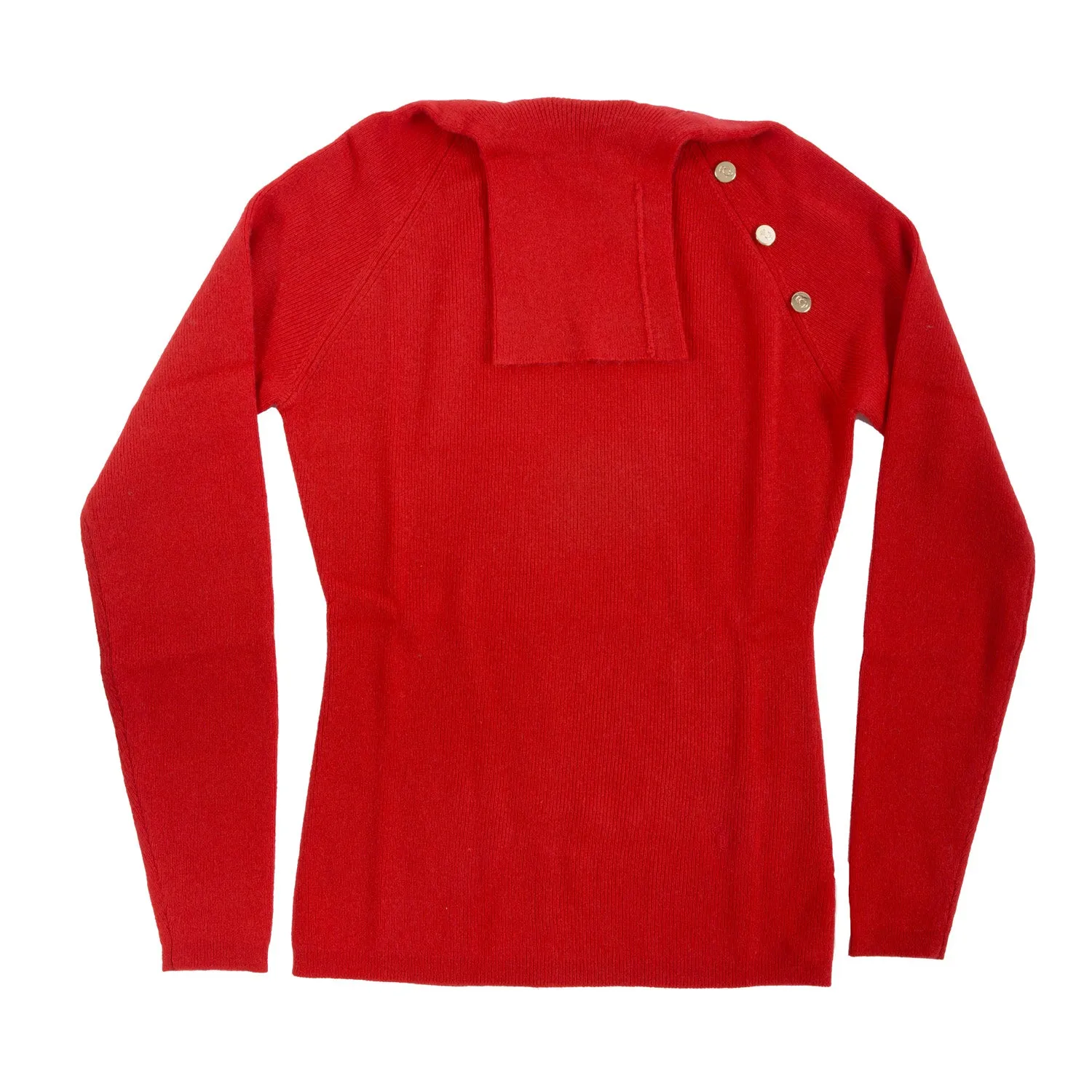 100% Cashmere Luna Roll Polo Crimson