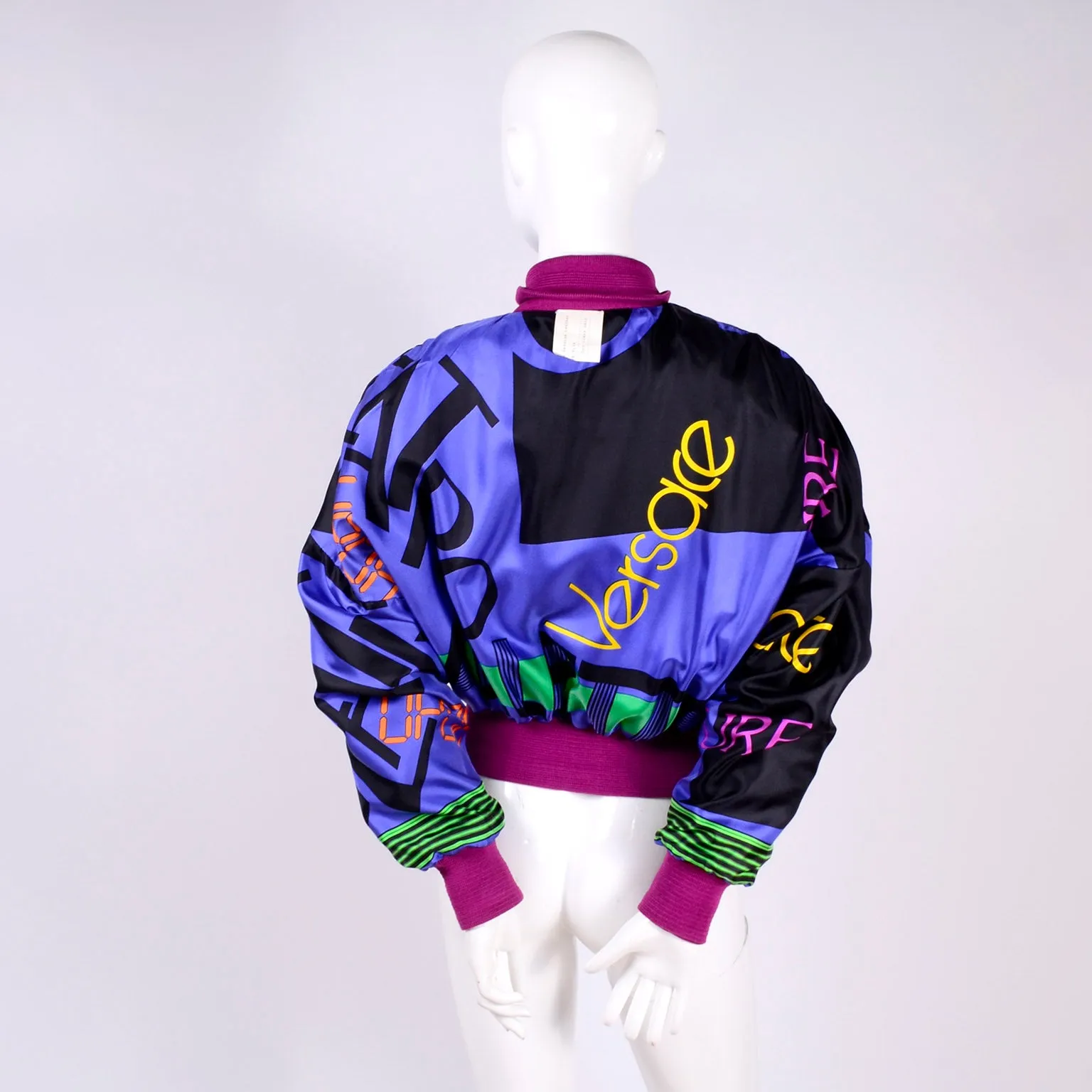 1980s Gianni Versace Reversible Bomber Jacket in Pink Suede Novelty Silk