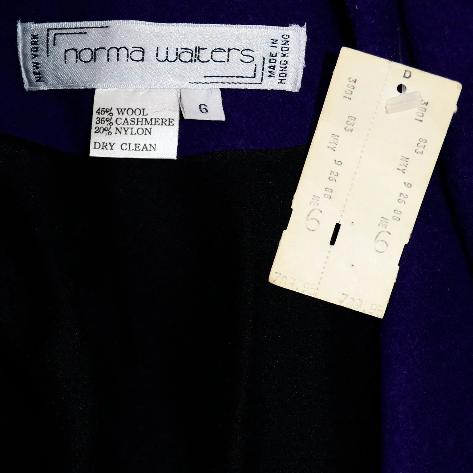 1980s Vintage Deadstock Norma Walters Purple Cashmere Blend Jacket