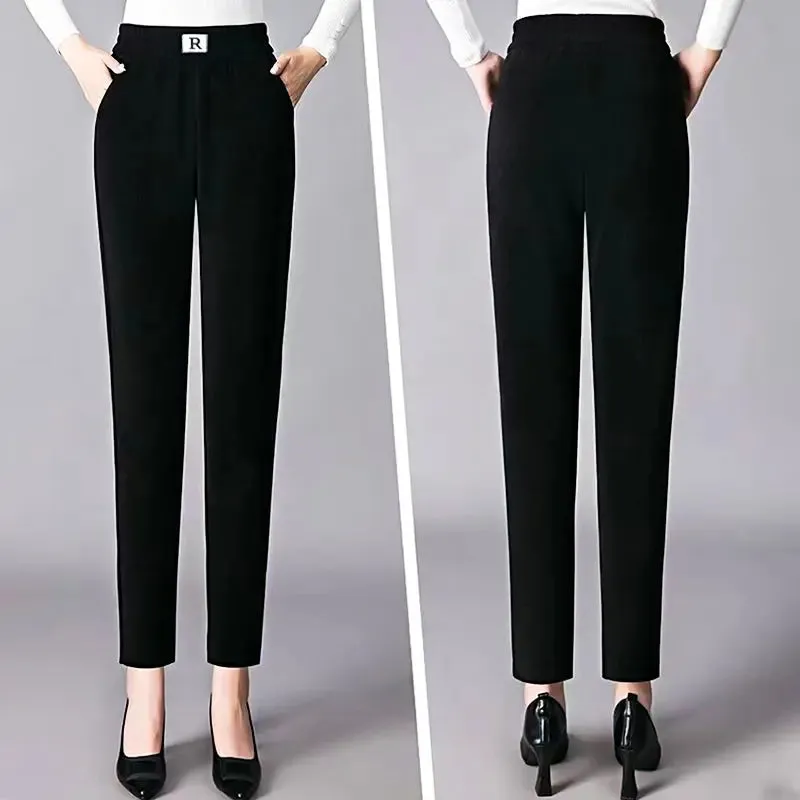 2023 New-Corduroy High Waist Straight Leg Plush Pants For Women