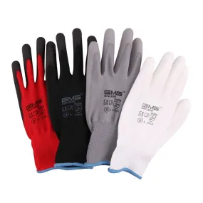 6 Pairs GMG CE EN388 Red Polyester Black PU Work Safety Gloves Garden Construction industry Mechanic Working Gloves