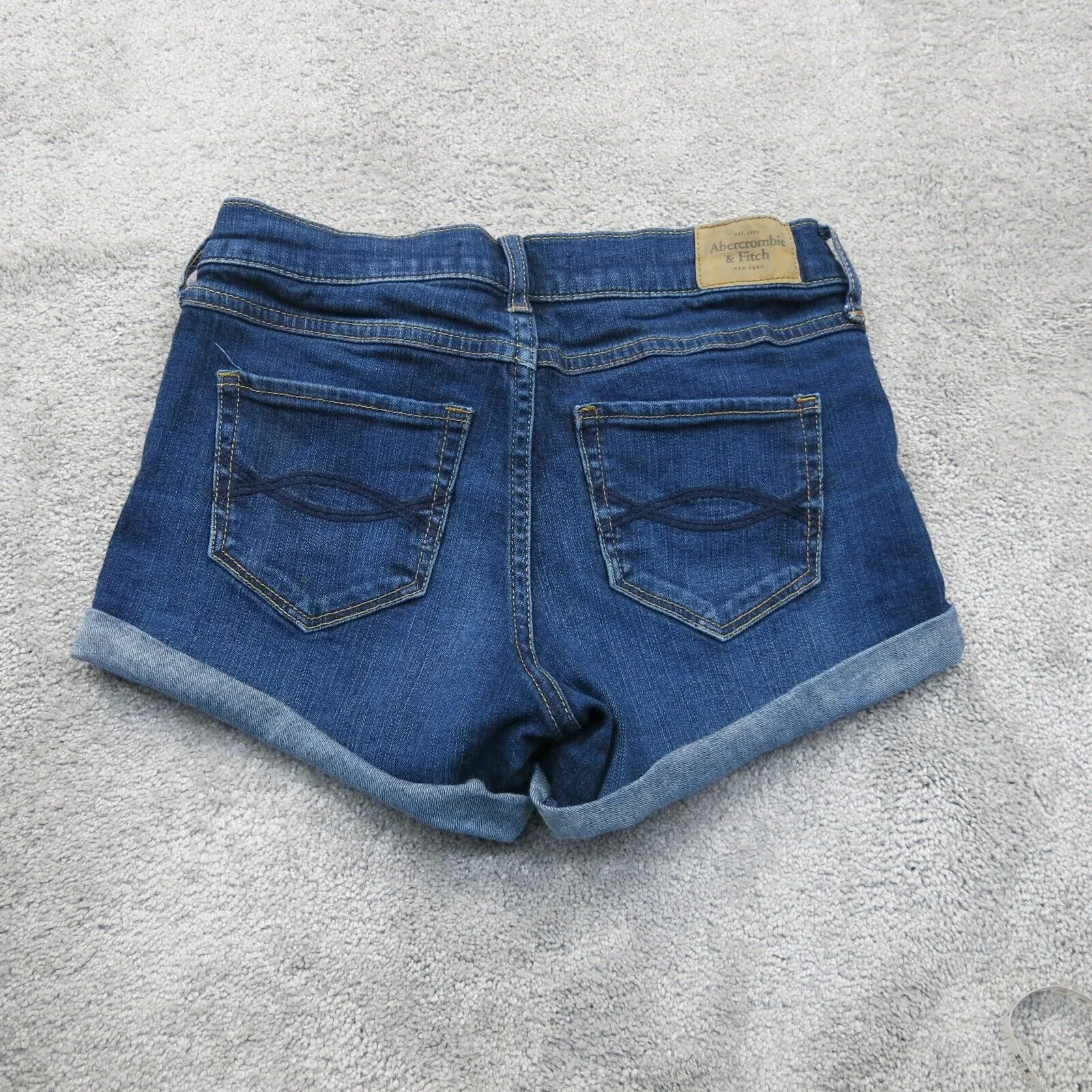 Abercrombie & Fitch Womens Roll Hem Jeans Shorts Denim Mid Rise Blue Size W25