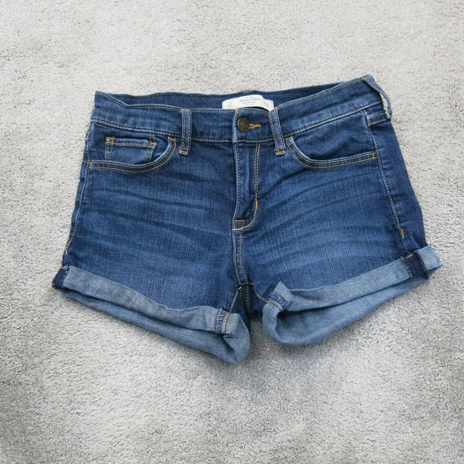 Abercrombie & Fitch Womens Roll Hem Jeans Shorts Denim Mid Rise Blue Size W25