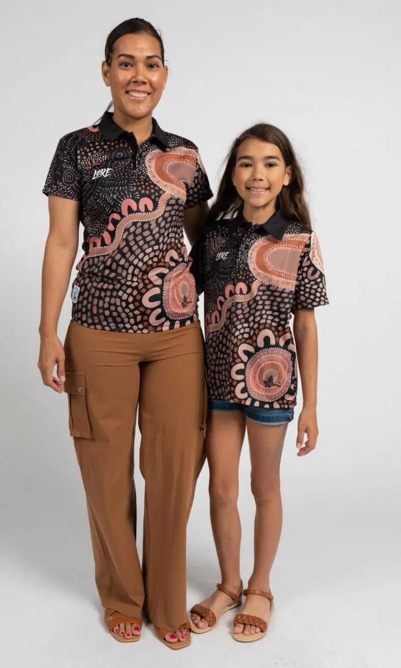 Aboriginal Art Kids Unisex Polo Gathering on Country