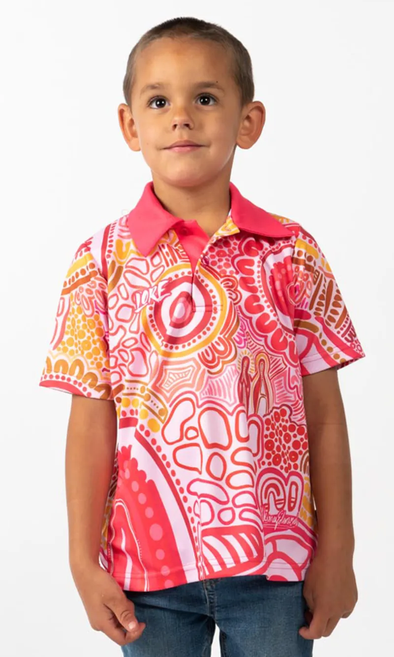 Aboriginal Art Kids Unisex Polo Manu