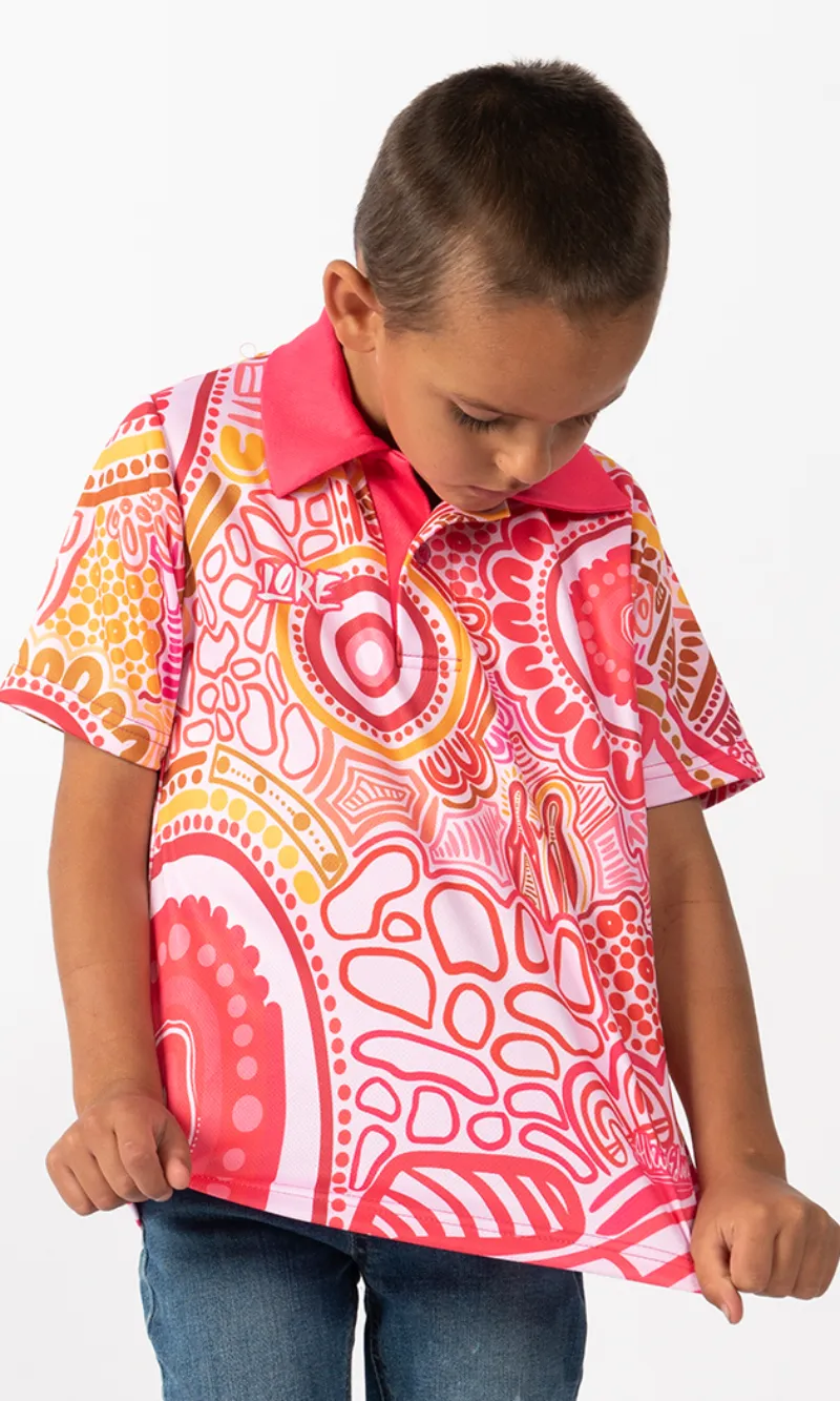 Aboriginal Art Kids Unisex Polo Manu