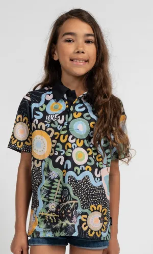 Aboriginal Art Kids Unisex Polo Two Worlds