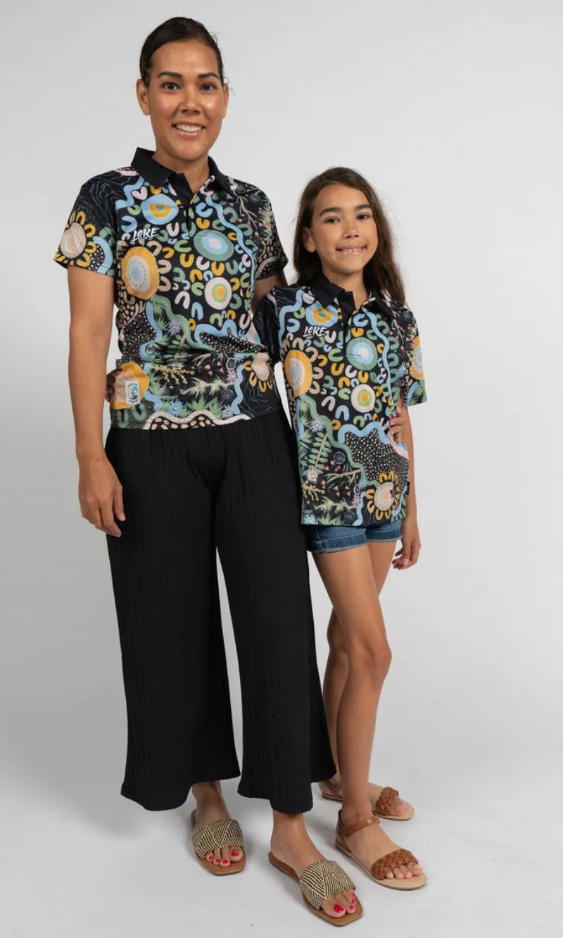 Aboriginal Art Kids Unisex Polo Two Worlds