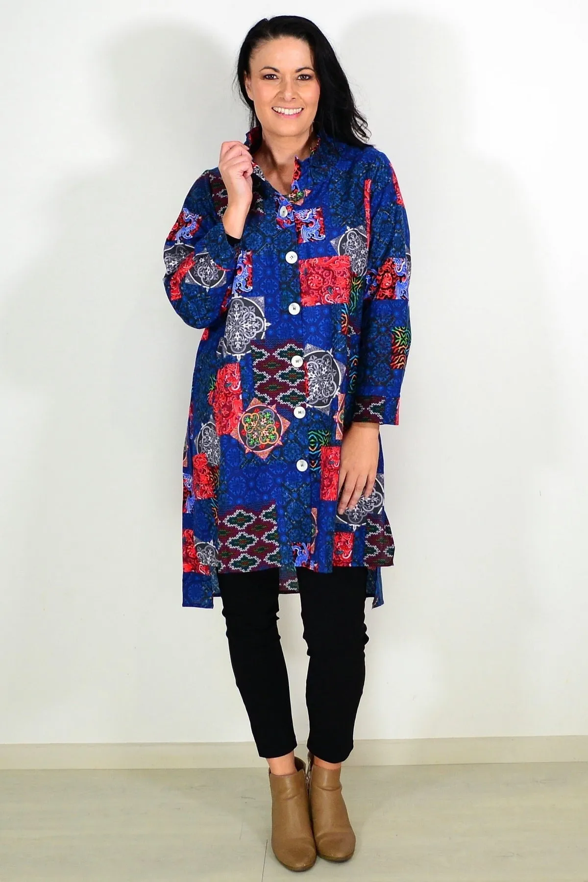 Abstract Navy Tunic Shirt