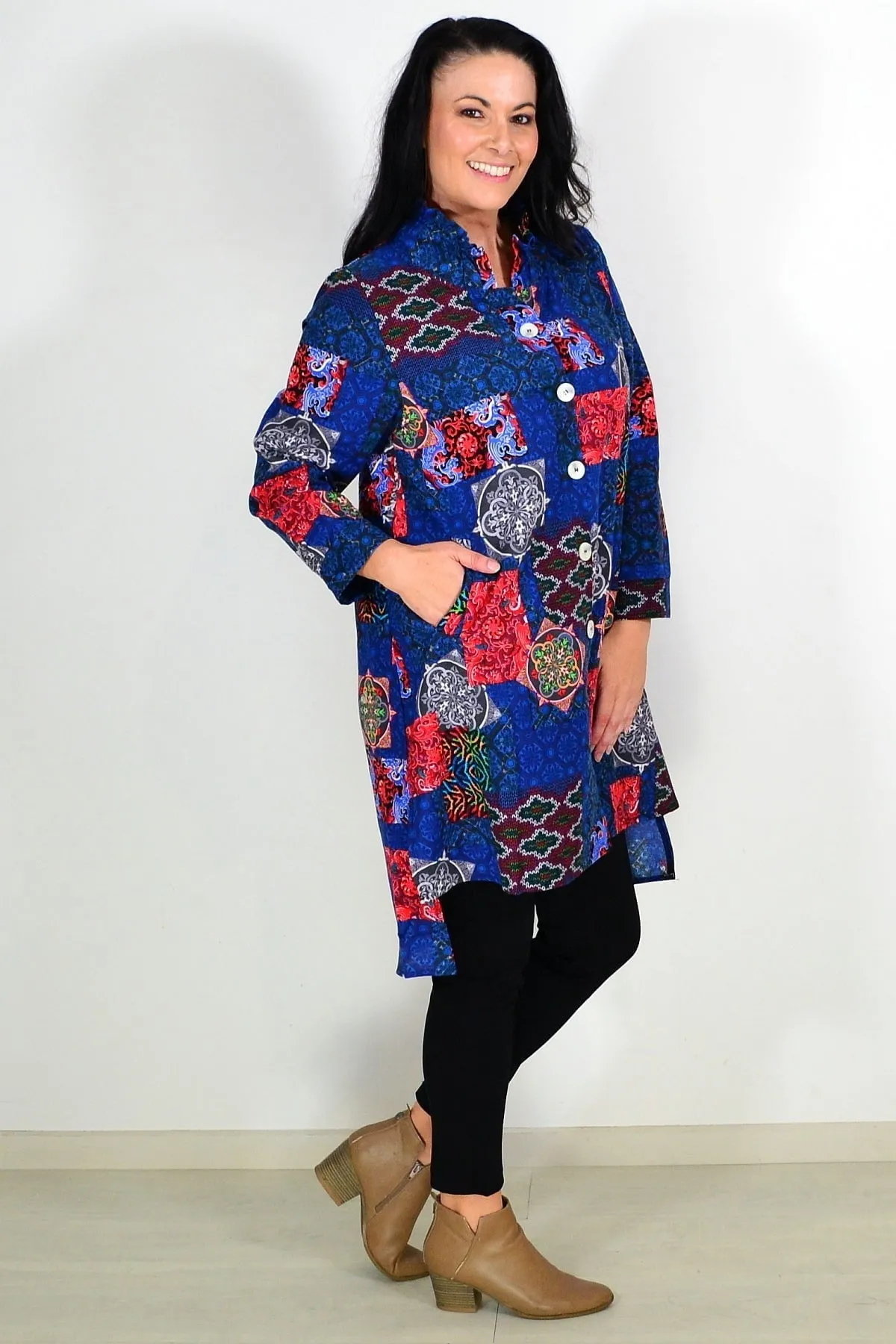 Abstract Navy Tunic Shirt