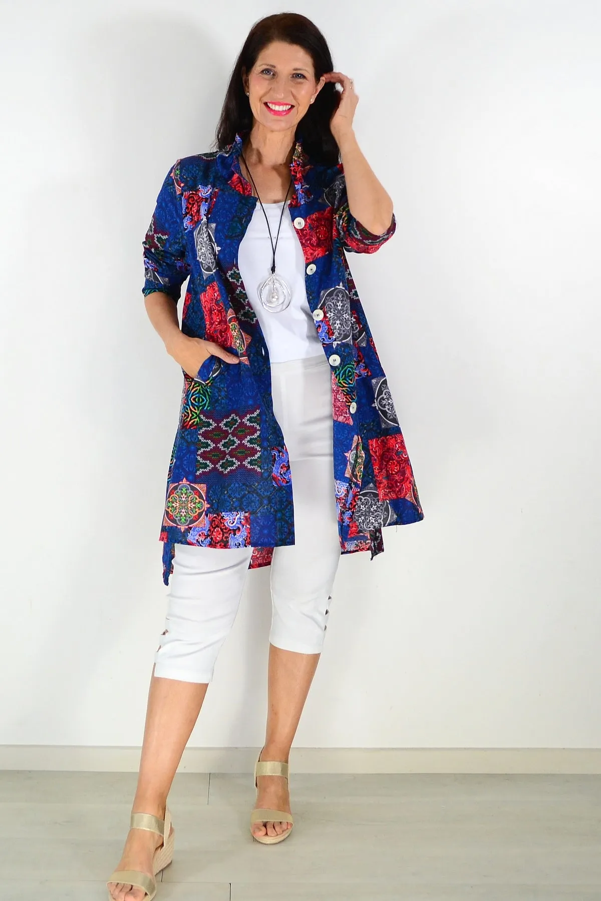 Abstract Navy Tunic Shirt