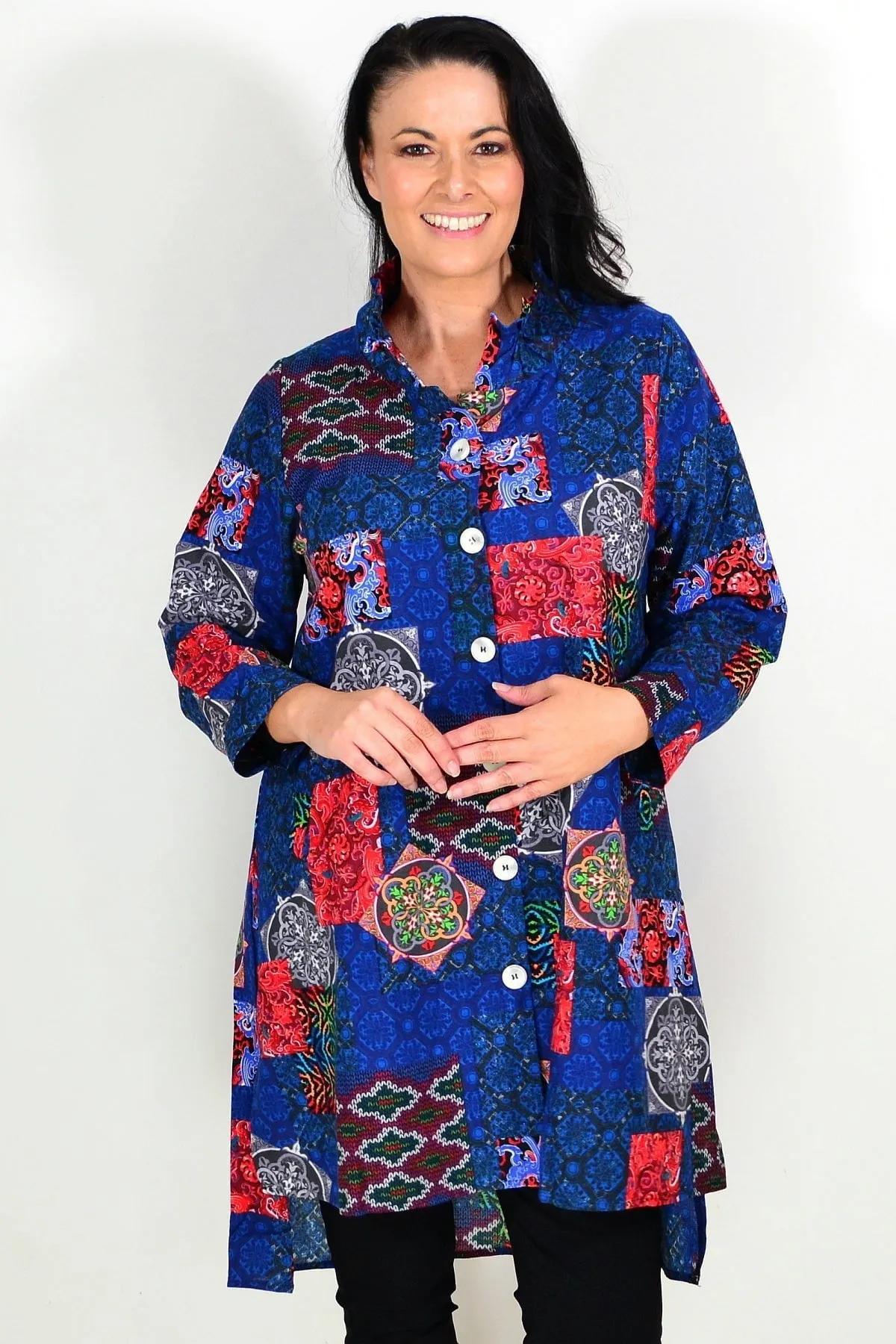 Abstract Navy Tunic Shirt