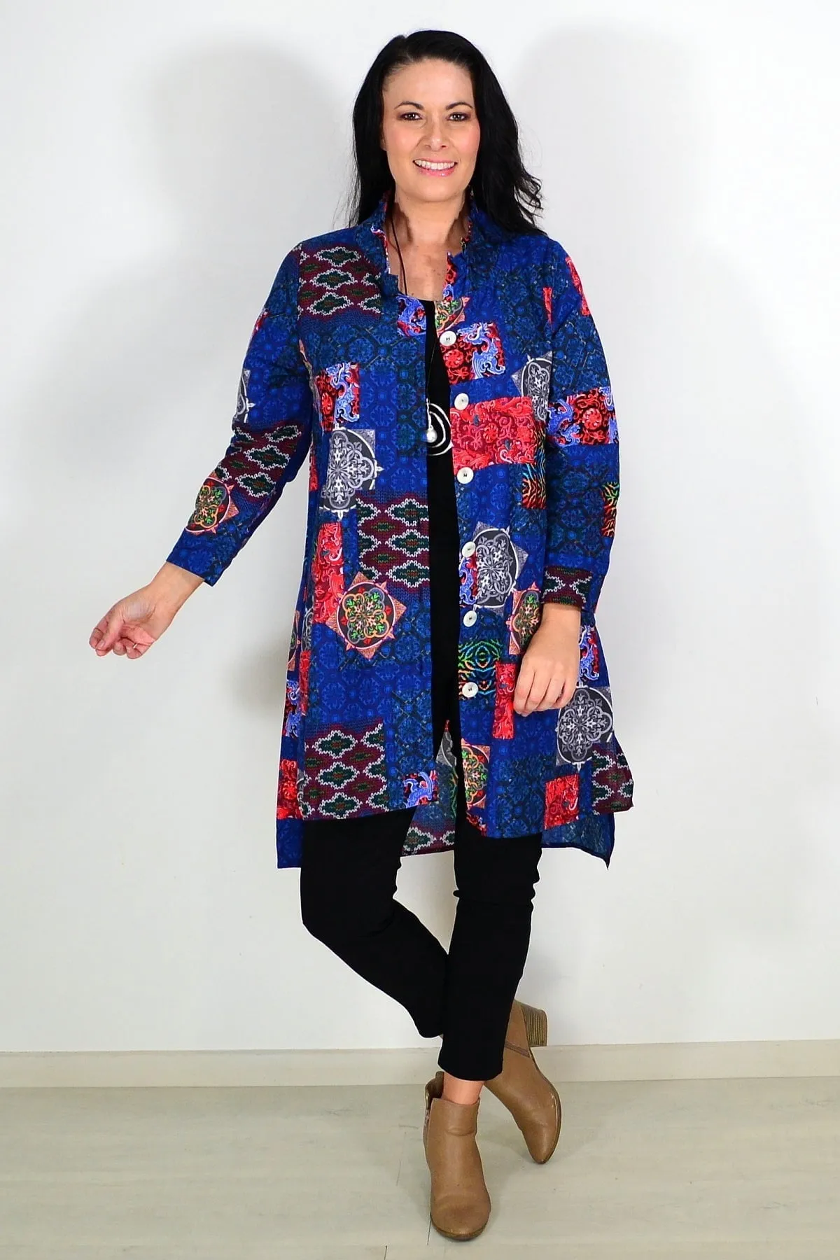 Abstract Navy Tunic Shirt