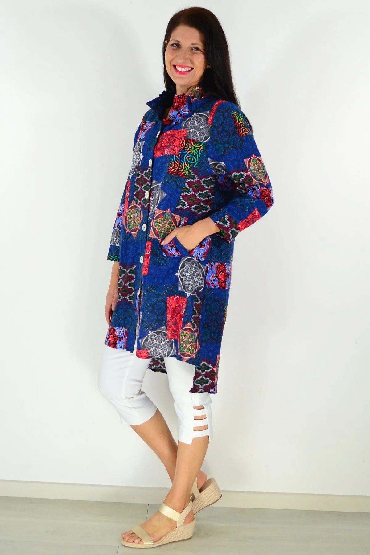 Abstract Navy Tunic Shirt