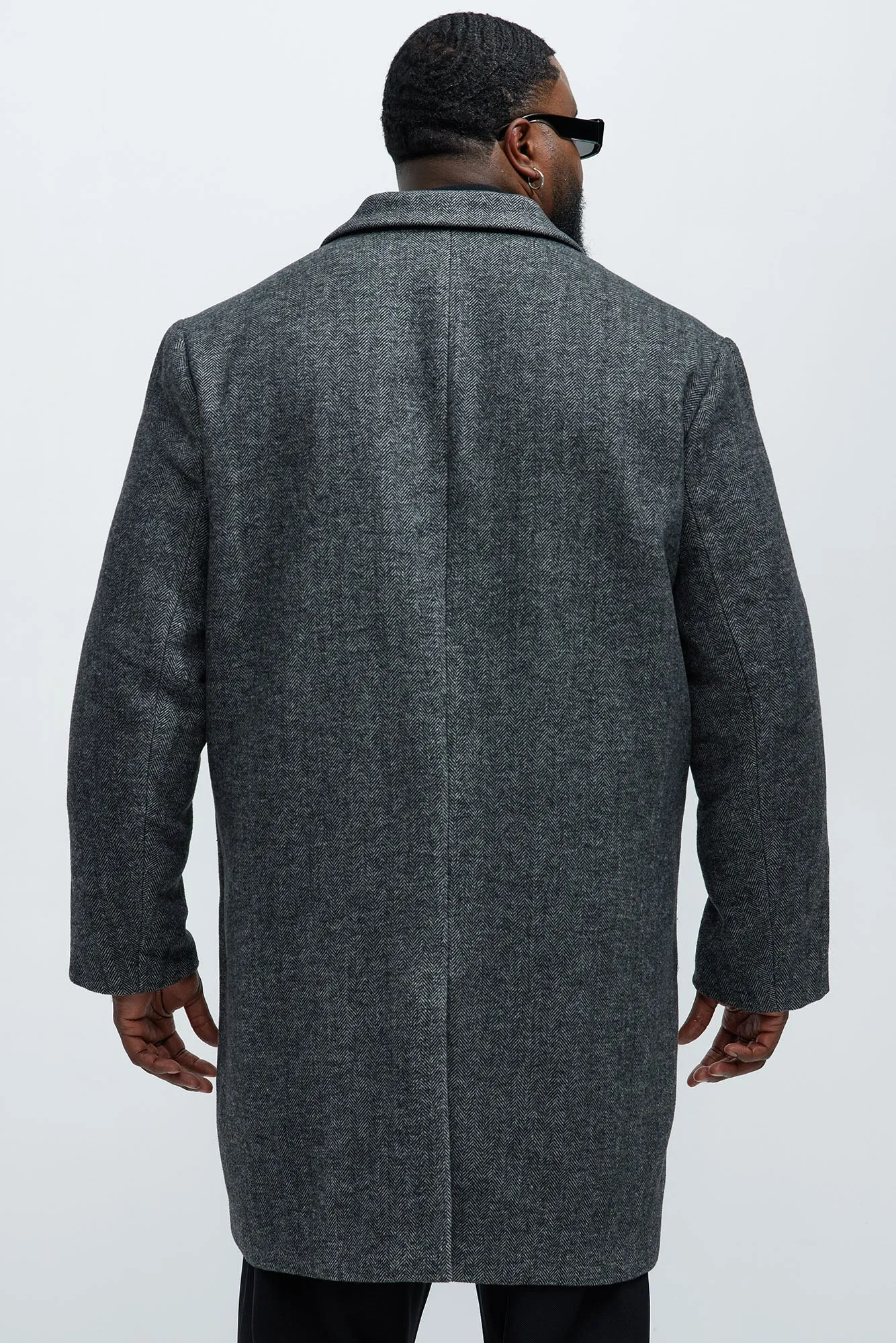 Acorn Herringbone Long Coat - Charcoal