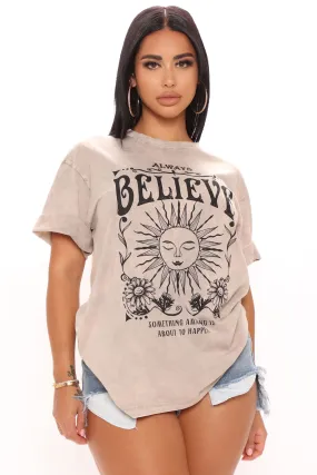 Always Believe Washed Top - Taupe