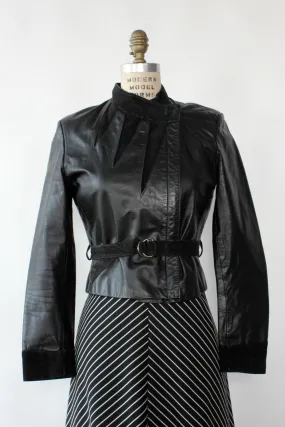 Angular Cropped Leather Jacket XS/S