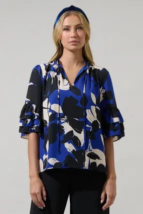 Anthem Split Neck Ruffle Blouse