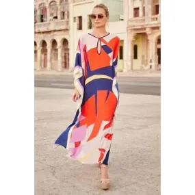 Artistic Colorful Floral Print Chiffon Beach Dress