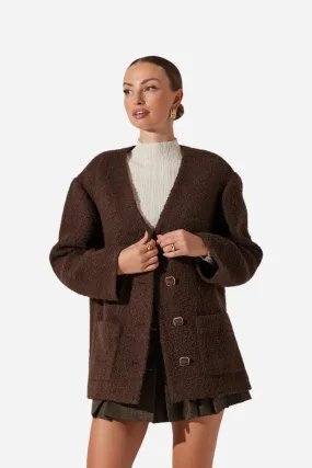 ASTR the Label Maidy Boucle V-Neck Coat Brown