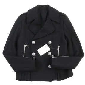 Balmain Wool Emblem Button Double Breasted Coat