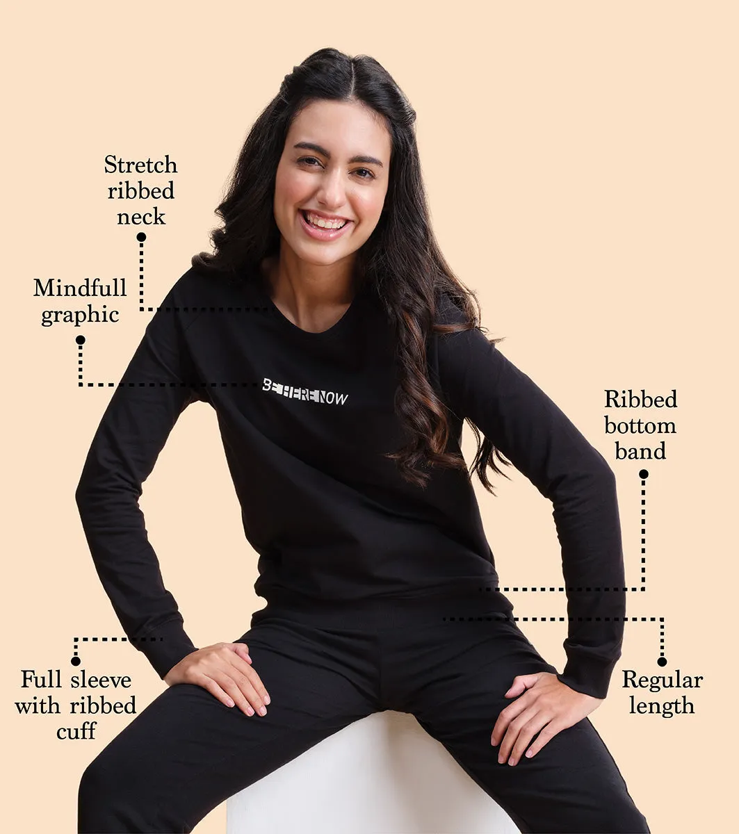 Basic Sweat | Long Sleeve Basic Pop Over Sweatshirt With Mindful Graphic