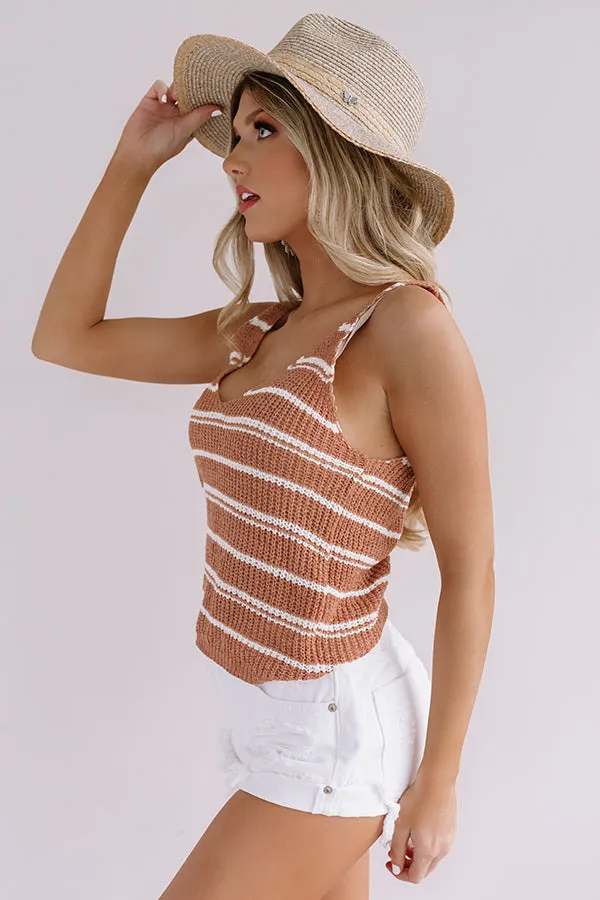 Beachy Boardwalk Knit Tank In Latte