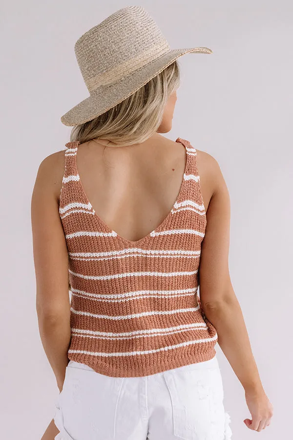 Beachy Boardwalk Knit Tank In Latte