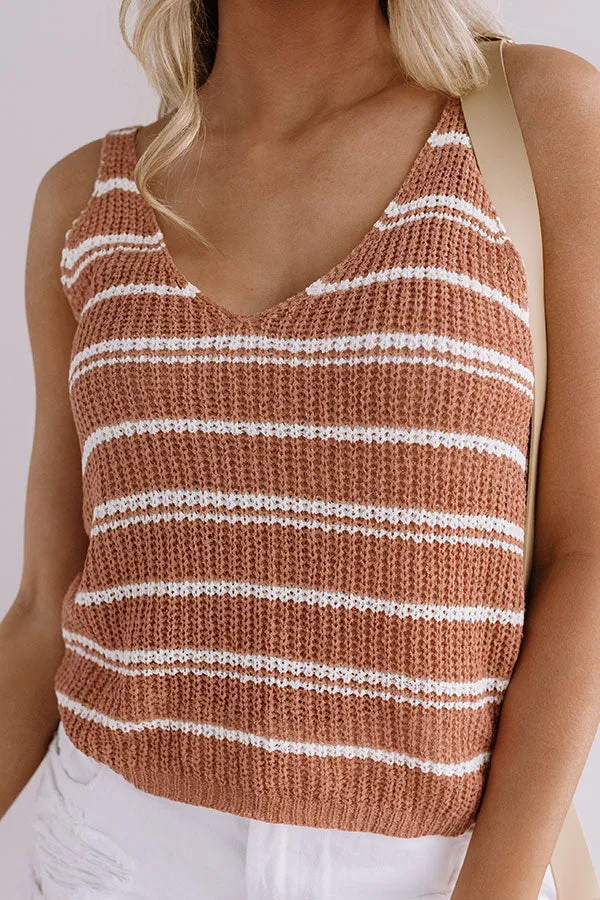 Beachy Boardwalk Knit Tank In Latte