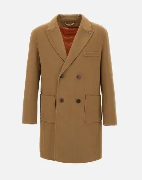 Beige Wool Blend Men's Coat