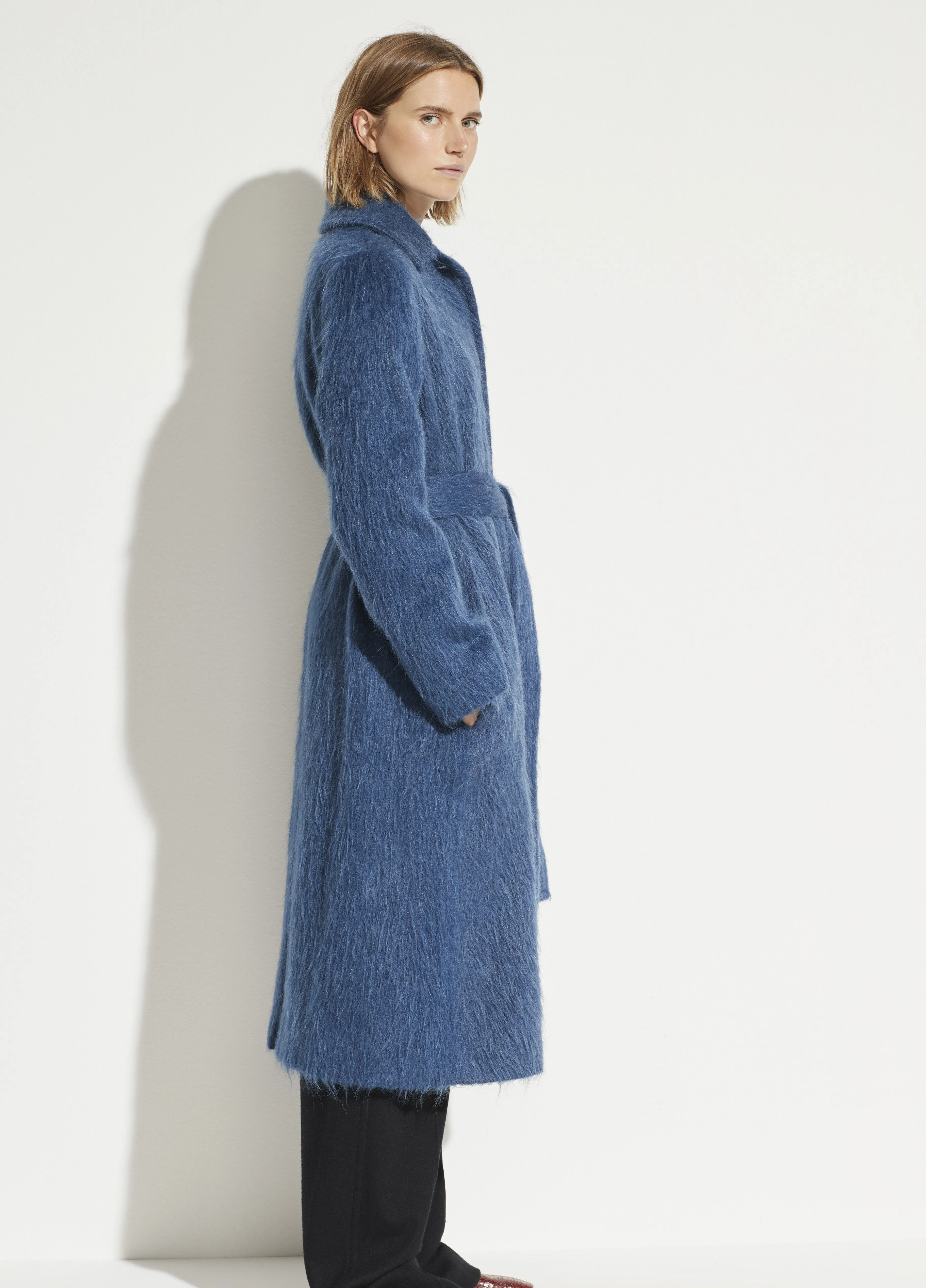 Belted Slim Coat in Dark Azurite