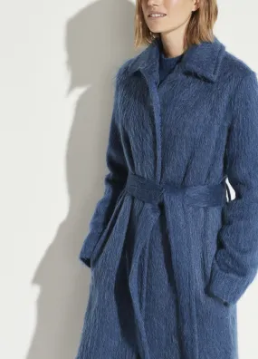 Belted Slim Coat in Dark Azurite