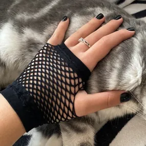 Black Fishnet Fingerless Gloves