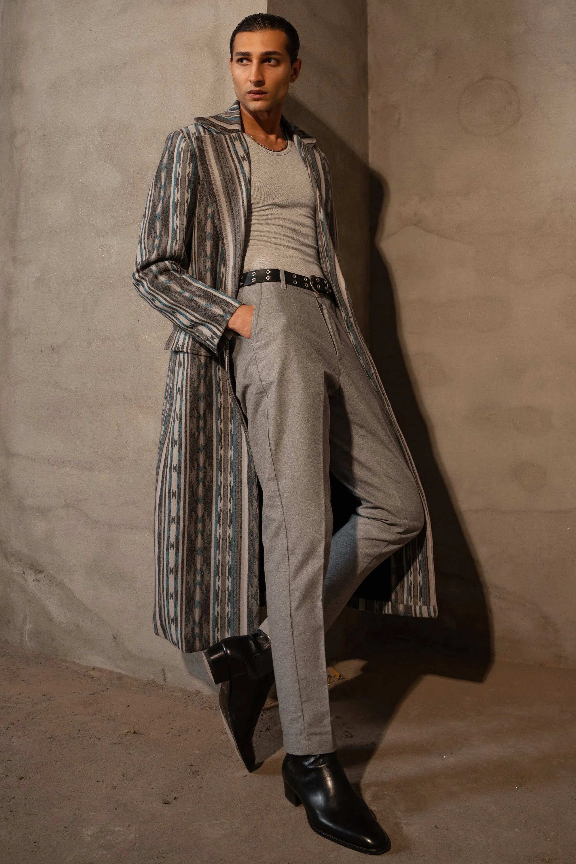 Bohemian Printed Wool-blend Long Coat