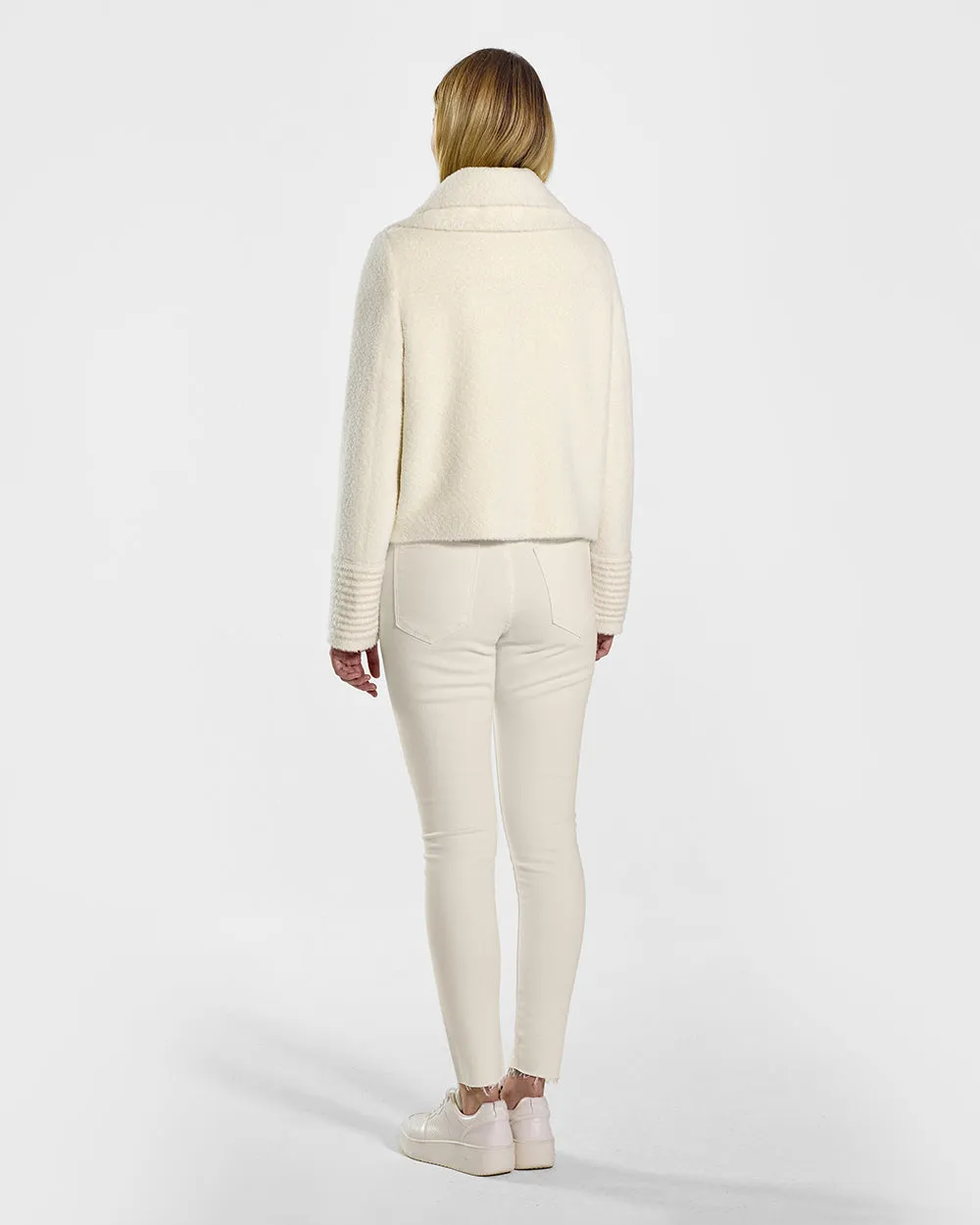 Bouclé Alpaca Moto Jacket with Signature Double Collar