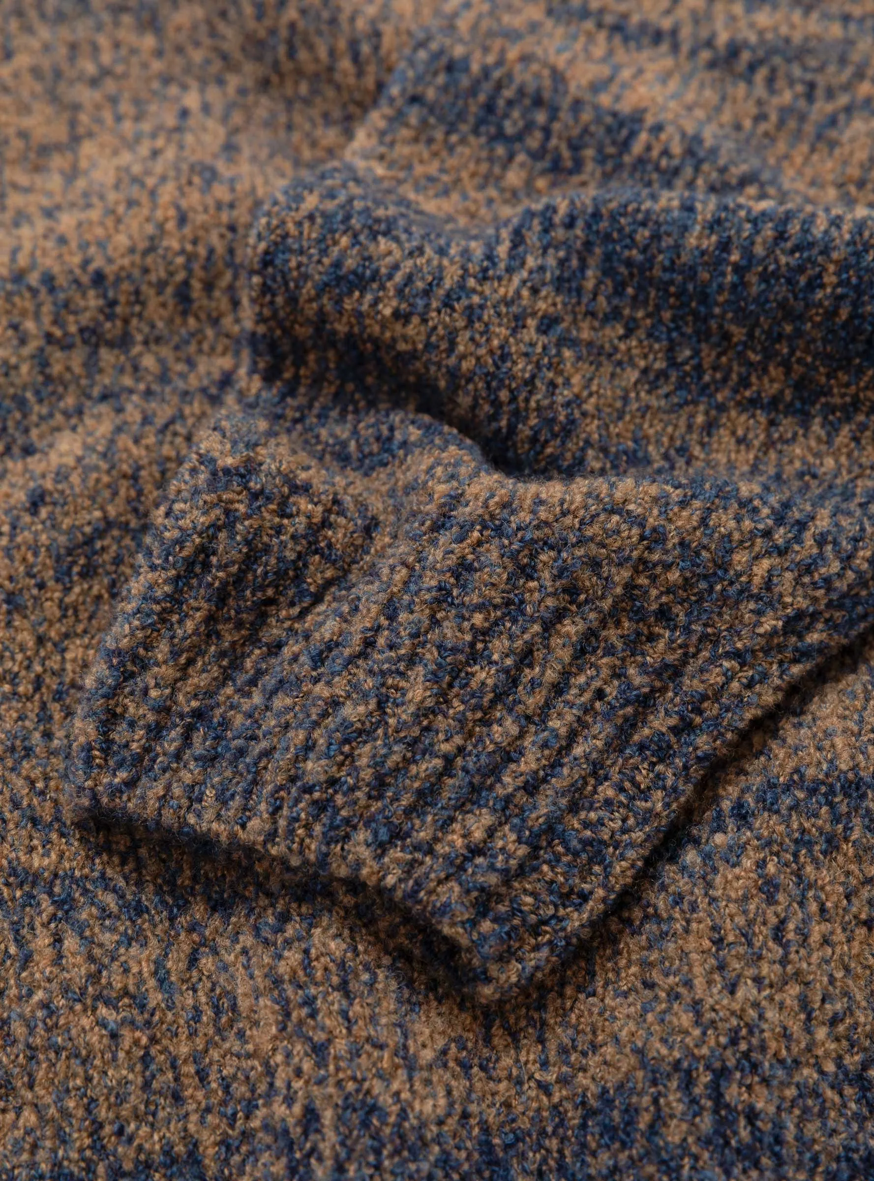 Boucle Crew Blue & Camel