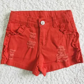 Boutique Girls Jeans Shorts High Quality Red Girls Denim Pants Summer Toddler Girls Jeans Shorts SS0010