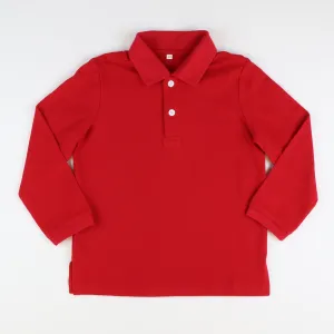 Boys Signature L/S Polo - Holiday Red