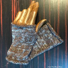 Brown & Grey Tweed Fingerless Gloves