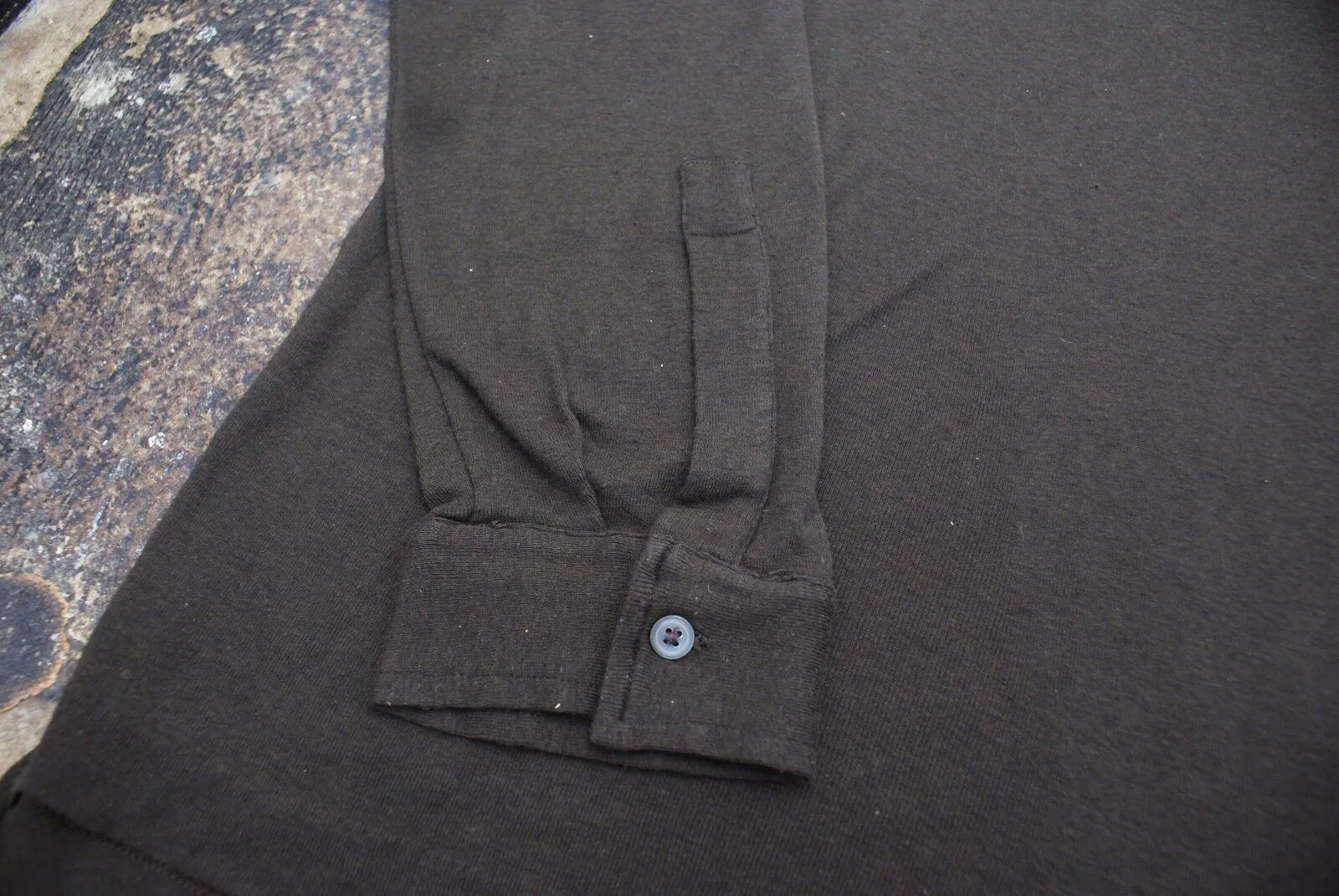 Brown Cotton & Cashmere L/S Polo Shirt