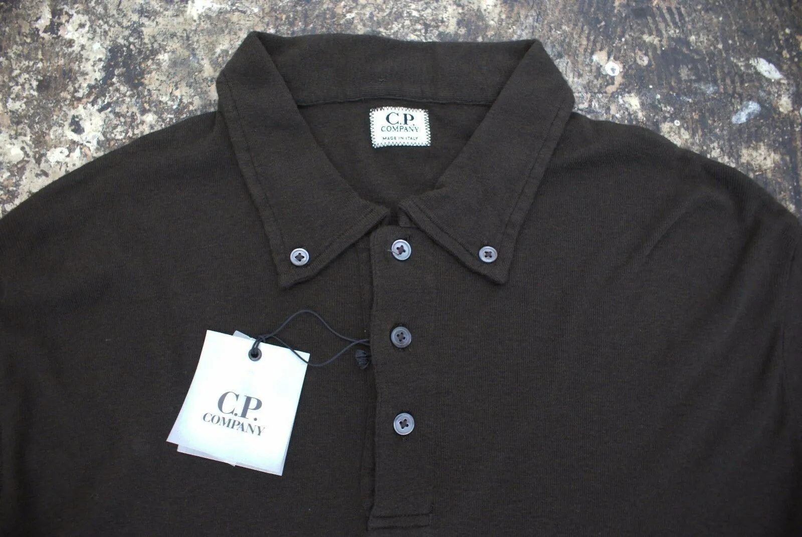 Brown Cotton & Cashmere L/S Polo Shirt