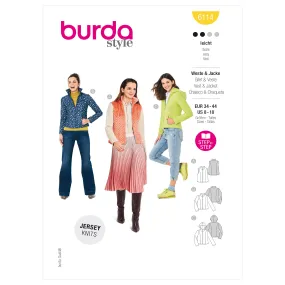 Burda Pattern 6114 Misses' Waistcoat, Vest, Jacket