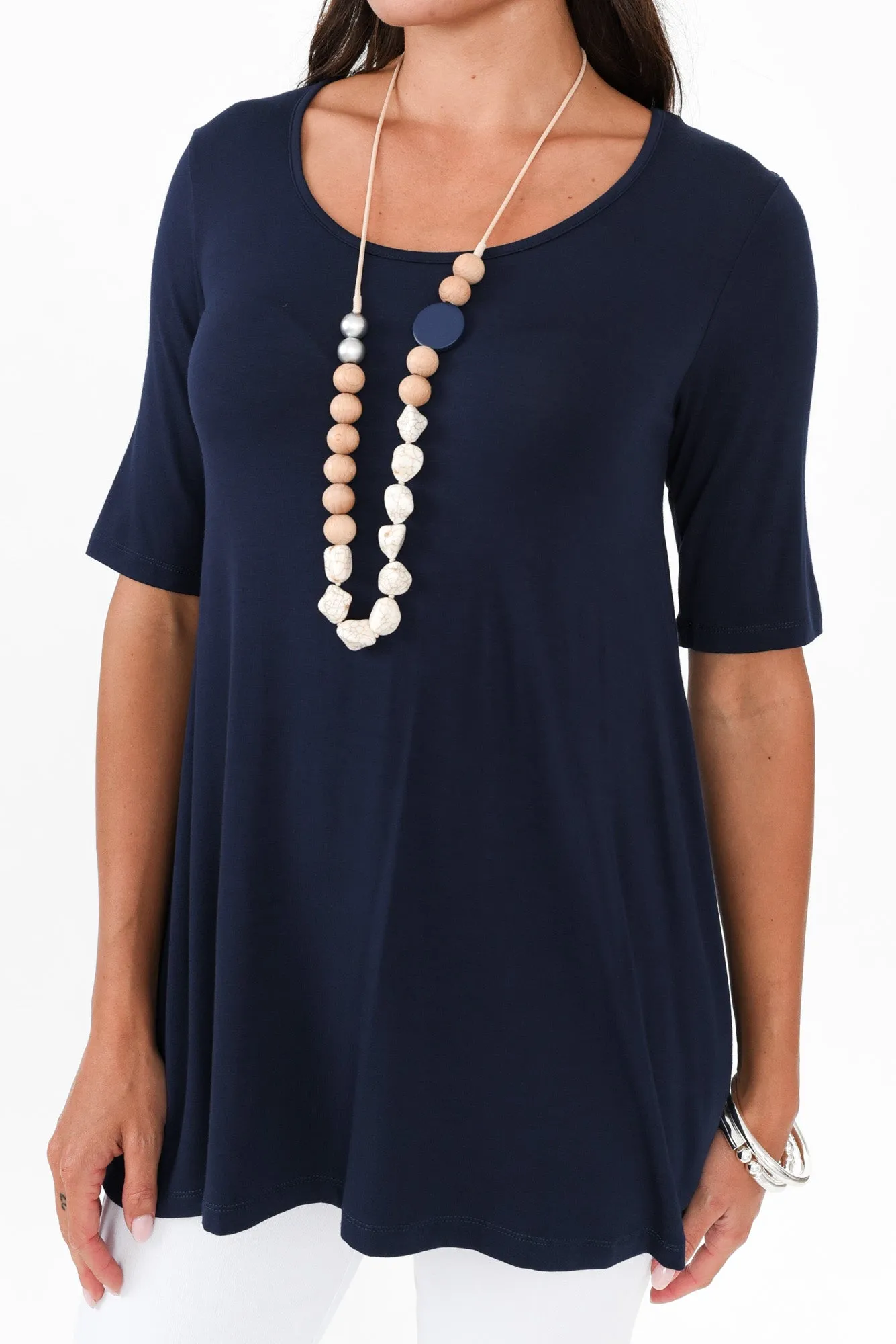 Carter Navy Bamboo Tunic Top