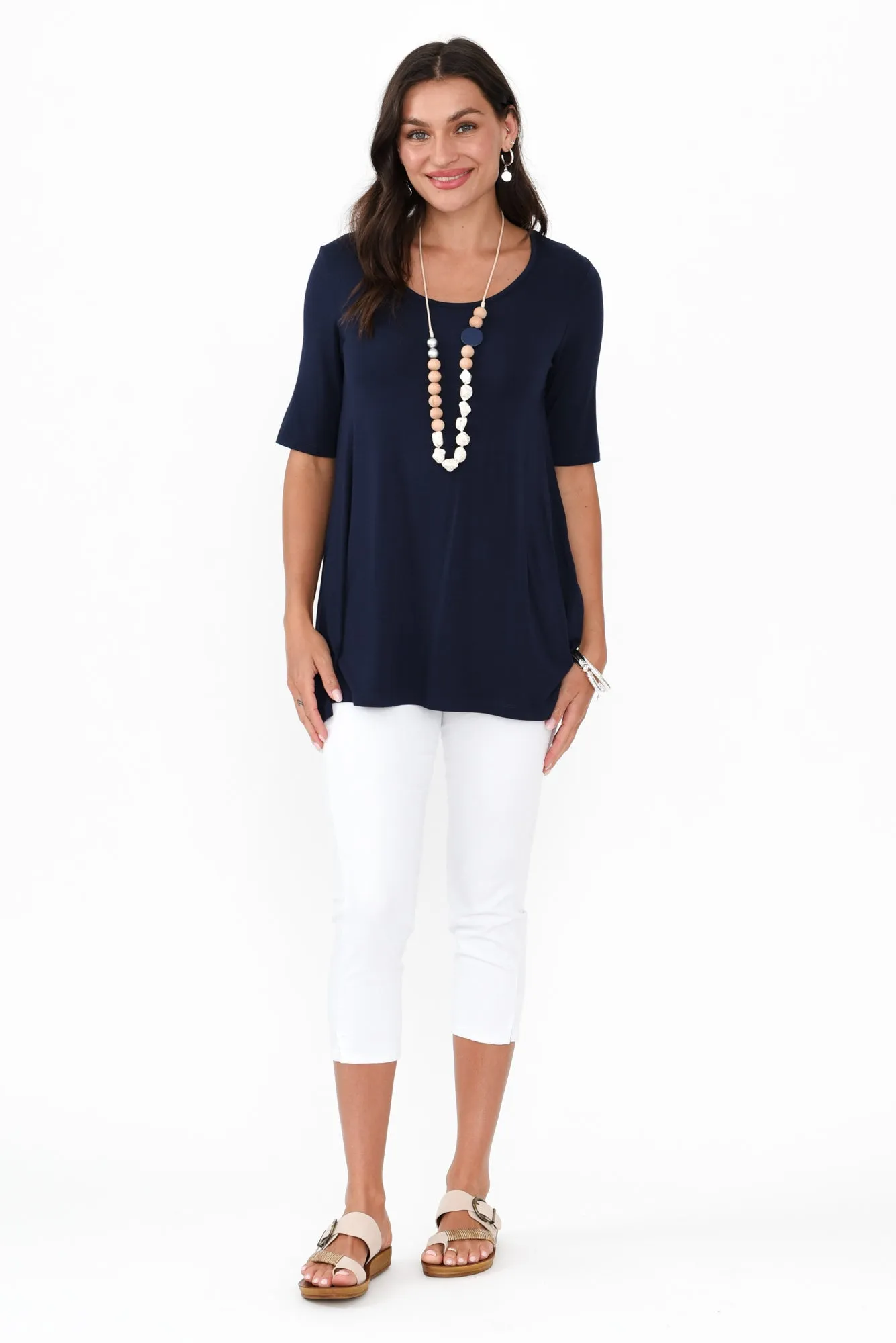 Carter Navy Bamboo Tunic Top