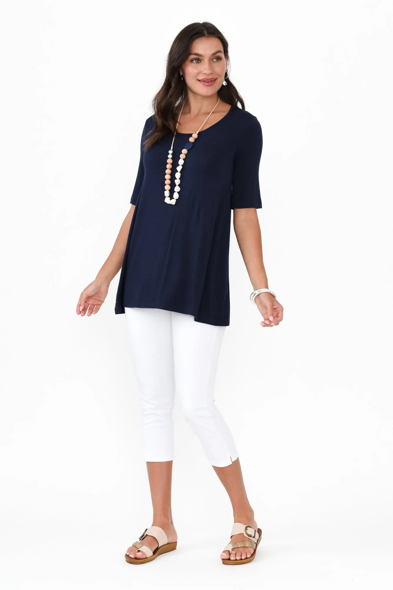 Carter Navy Bamboo Tunic Top