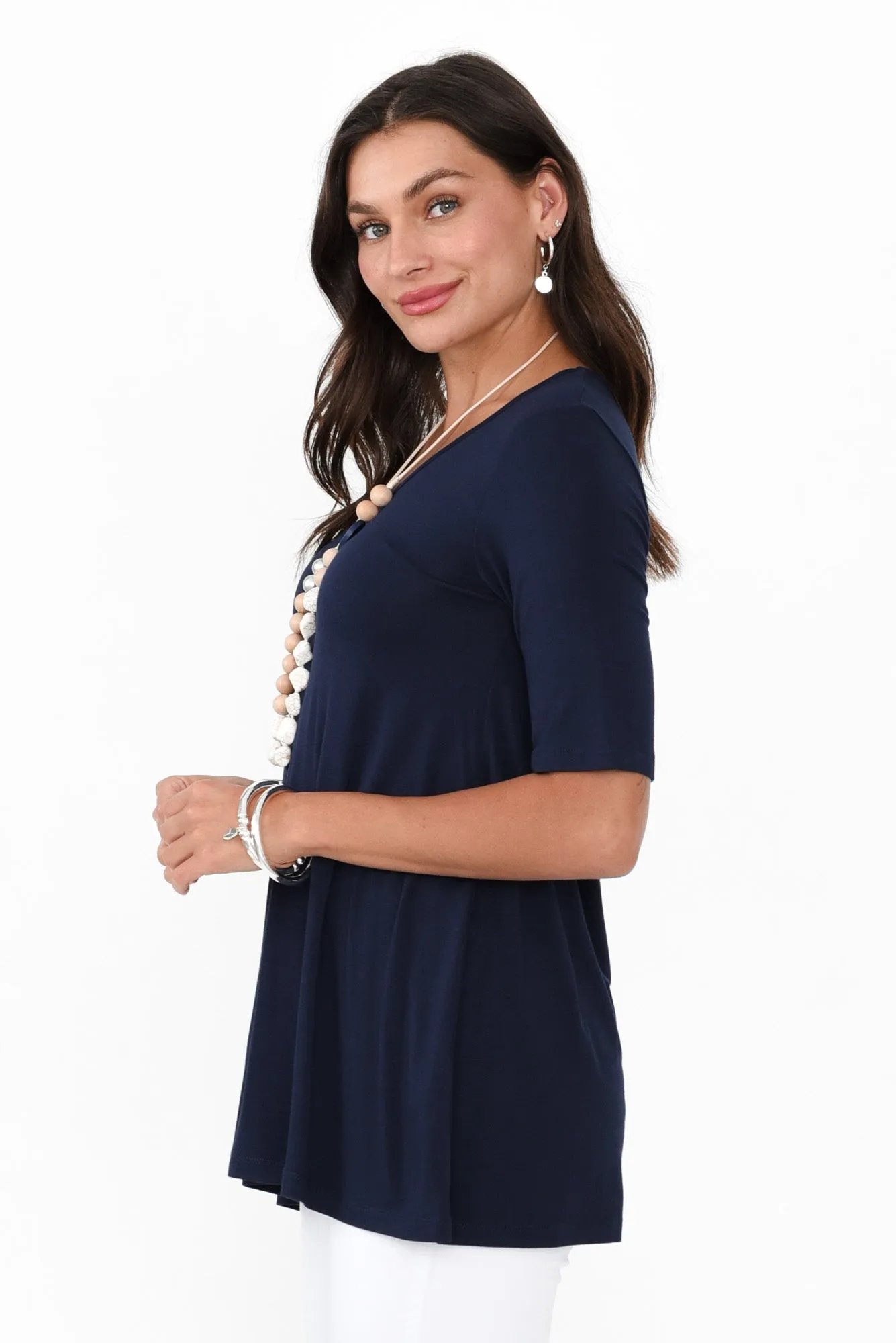 Carter Navy Bamboo Tunic Top