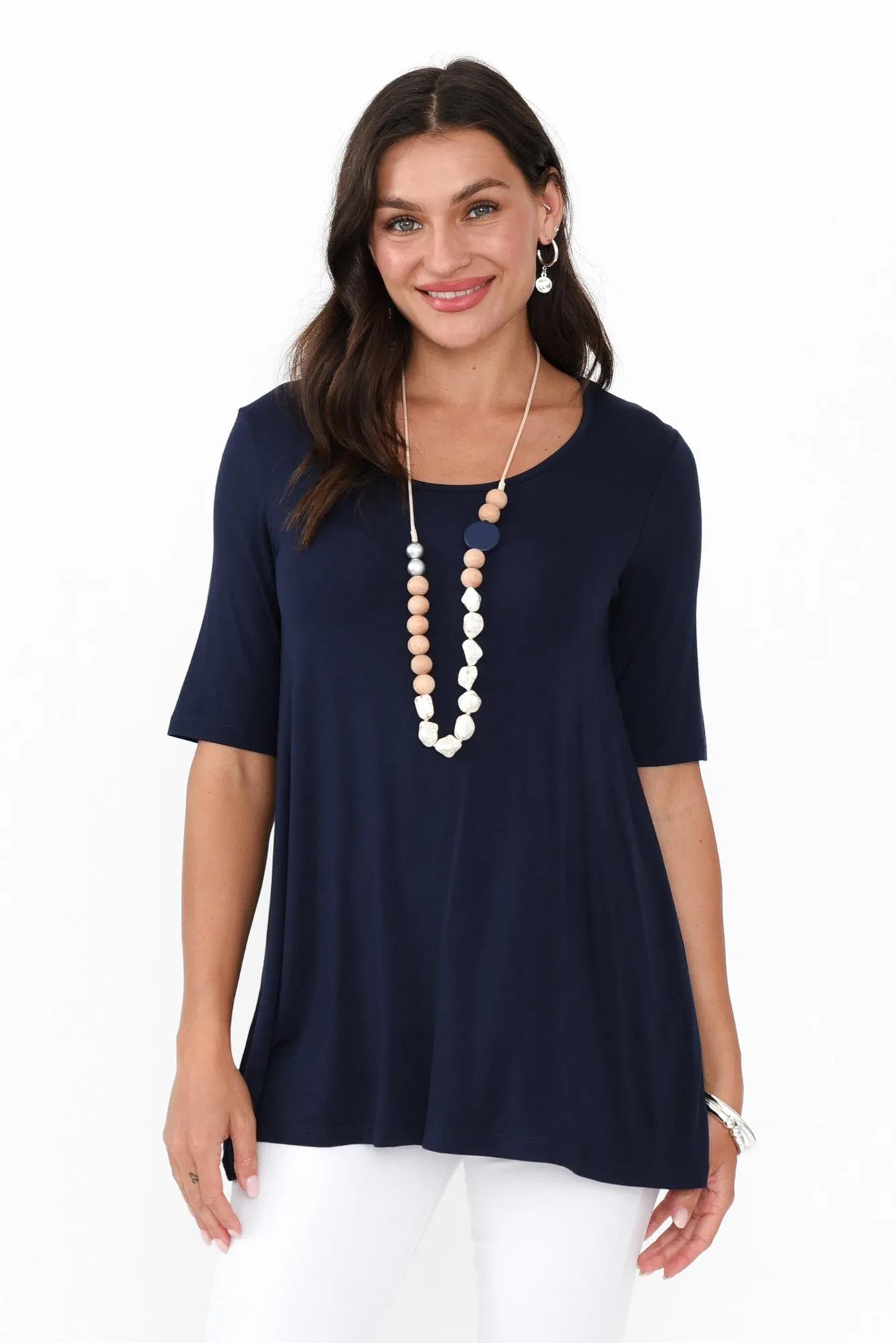 Carter Navy Bamboo Tunic Top