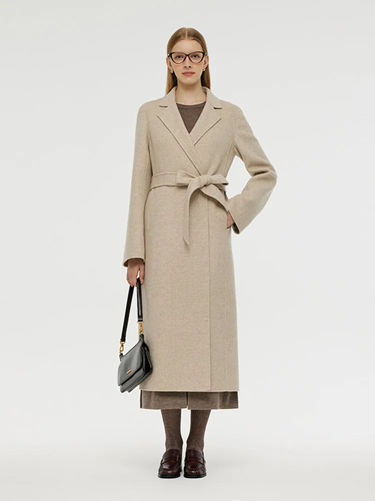 Cashmere And Wool Herringbone Women Wrap Coat