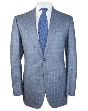 Cesare Attolini Wool Suit Gray Blue Plaid EU 50/ US 40